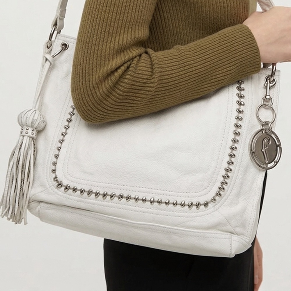 Vintage Fortuno Valentino leather white fringe tassel shoulder bag purse - Picture 2 of 9